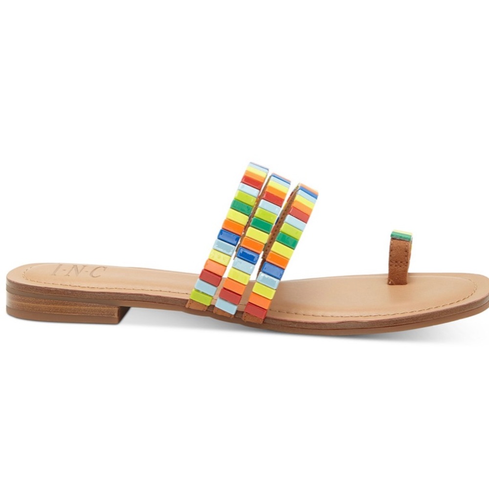 INC Jaylee Embellished Toe-Ring Flat Sandals,